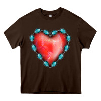 Chocolate Brown Gemstone Red Heart Heavy Core Tee - Jasminsmagicworld