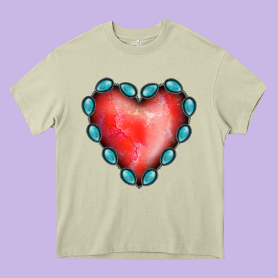 Gemstone Red Heart Heavy Core Tee Designed By Jasminsmagicworld