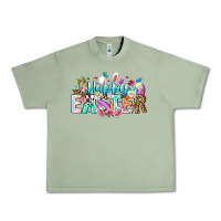 Oil Green Happy Easter Bunny Urban Heavy Tee - CowhideDigitalArt