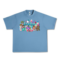 Pebble Blue Happy Easter Bunny Urban Heavy Tee - CowhideDigitalArt