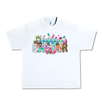 White Happy Easter Bunny Urban Heavy Tee - CowhideDigitalArt
