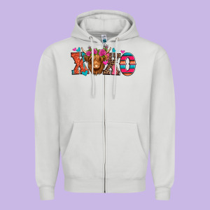 Xoxo Valentine's Day Highland Cow Zipper Hoodie Designed By Jasminsmagicworld