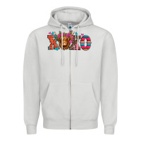 Dove Grey xoxo valentine's day highland cow Zipper Hoodie - Jasminsmagicworld