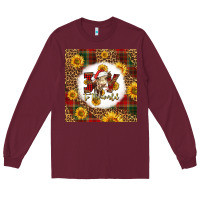 Burgundy joy to the world christmas cow Long Sleeve Tee - LillyAllenDesigns