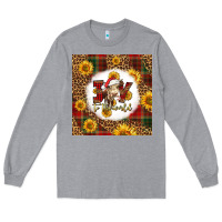 Heather Grey joy to the world christmas cow Long Sleeve Tee - LillyAllenDesigns