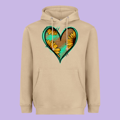 Sunflower Heart Heavyweight Hoodie Designed By Jasminsmagicworld
