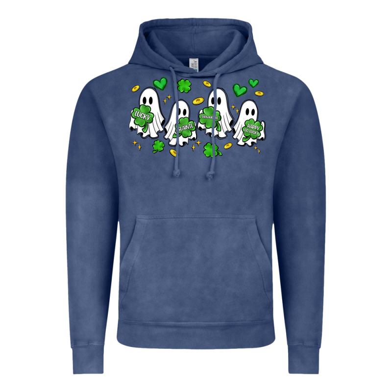 Clover Ghostie St.patrick's Day Vintage Hoodie by Artiststas | Teevron