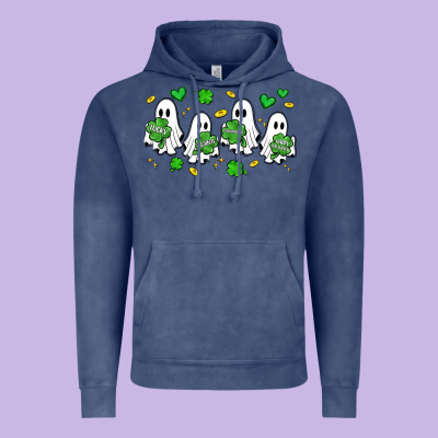 Clover Ghostie St.patrick's Day Vintage Hoodie Designed By Artiststas