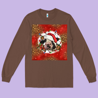 Christmas Cow Long Sleeve Tee Designed By Lillyallendesigns