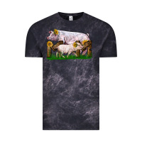 Cloud Black Mom With White Chester Pig And Baby Pig Vintage Tee - LillyAllenDesigns