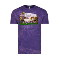 Cloud Purple Mom With White Chester Pig And Baby Pig Vintage Tee - LillyAllenDesigns