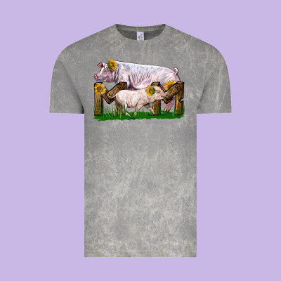 Mom With White Chester Pig And Baby Pig Vintage Tee Designed By Lillyallendesigns