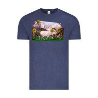 Vintage Denim Mom With White Chester Pig And Baby Pig Vintage Tee - LillyAllenDesigns