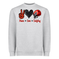 Heather Grey Peace Love Ladybug Heavyweight Sweatshirt - Jasminsmagicworld