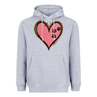 Heather Grey Pink Glitter Heart Heavyweight Hoodie - Jasminsmagicworld