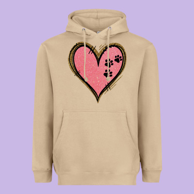 Pink Glitter Heart Heavyweight Hoodie Designed By Jasminsmagicworld