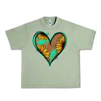 Oil Green Sunflower Heart Urban Heavy Tee - Jasminsmagicworld