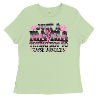 Matcha Just a Mama Out Here Trying Not To Raise Assholes Ladies Tee - CowhideDigitalArt