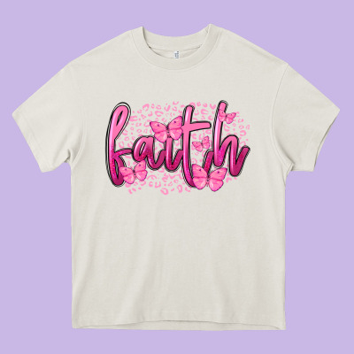 Faith Breast Cancer Heavy Core Tee Designed By Fadigitalartstudio