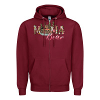 Burgundy Mama bear with daisy Zipper Hoodie - RanaPortraitStore