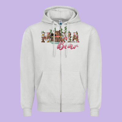 Mama Bear With Daisy Zipper Hoodie Designed By Ranaportraitstore