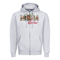 Heather Grey Mama bear with daisy Zipper Hoodie - RanaPortraitStore