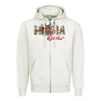 Oatmeal Heather Mama bear with daisy Zipper Hoodie - RanaPortraitStore
