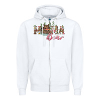 White Mama bear with daisy Zipper Hoodie - RanaPortraitStore