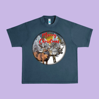 Mule Buck Deer Christmas Urban Heavy Tee Designed By Lillyallendesigns