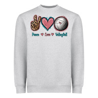 Heather Grey Peace Love Volleyball Heavyweight Sweatshirt - Jasminsmagicworld