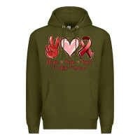 Army Green Peace Love Cure Multiple Myeloma Cancer Premium Hoodie - Jasminsmagicworld