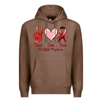Chestnut Peace Love Cure Multiple Myeloma Cancer Premium Hoodie - Jasminsmagicworld