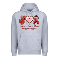 Heather Grey Peace Love Cure Multiple Myeloma Cancer Premium Hoodie - Jasminsmagicworld