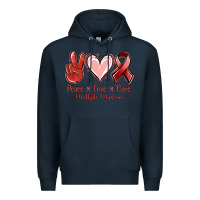 Navy Peace Love Cure Multiple Myeloma Cancer Premium Hoodie - Jasminsmagicworld