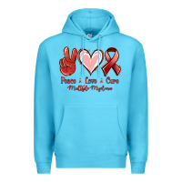 Ocean Blue Peace Love Cure Multiple Myeloma Cancer Premium Hoodie - Jasminsmagicworld