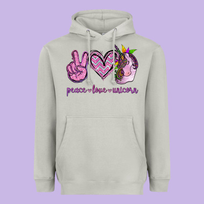Peace Love Unicorn Heavyweight Hoodie Designed By Jasminsmagicworld