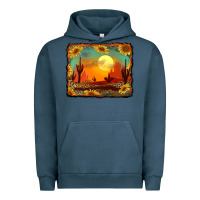 Pigment Midnight Navy western desert sunset background Urban Hoodie - RanaPortraitStore