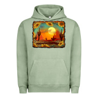 Pigment Oil Green western desert sunset background Urban Hoodie - RanaPortraitStore