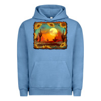 Pigment Pebble Blue western desert sunset background Urban Hoodie - RanaPortraitStore