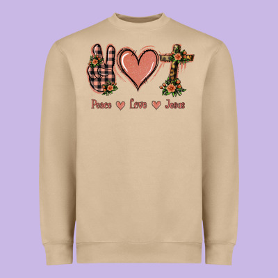 Peace Love Jesus Heavyweight Sweatshirt Designed By Jasminsmagicworld