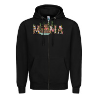 Black Mama with bear and daisy Zipper Hoodie - RanaPortraitStore
