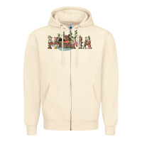 Sandshell Mama with bear and daisy Zipper Hoodie - RanaPortraitStore
