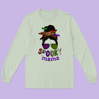 Spooky Mama Long Sleeve Tee Designed By Sublimationcraftshop