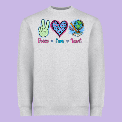 Peace Love Teach Heavyweight Sweatshirt Designed By Jasminsmagicworld