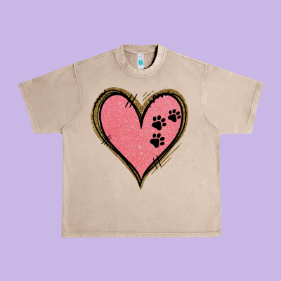 Pink Glitter Heart Urban Heavy Tee Designed By Jasminsmagicworld