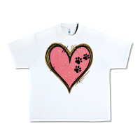 White Pink Glitter Heart Urban Heavy Tee - Jasminsmagicworld