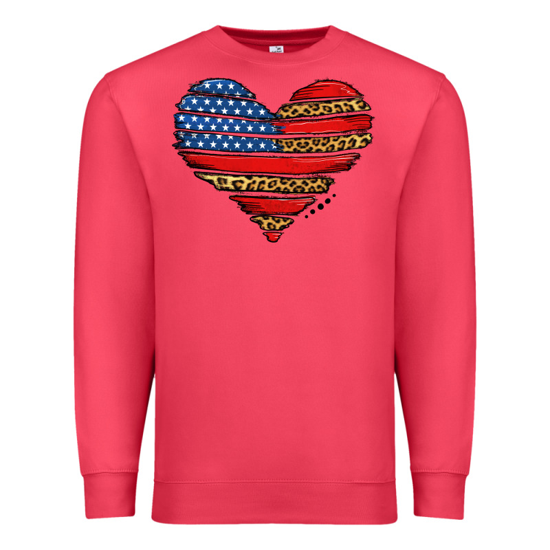 American Leopard Brushstroke Heart Premium Sweatshirt by Jasminsmagicworld | Teevron
