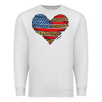 Oatmeal Heather american leopard brushstroke heart Premium Sweatshirt - Jasminsmagicworld