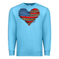 Ocean Blue american leopard brushstroke heart Premium Sweatshirt - Jasminsmagicworld