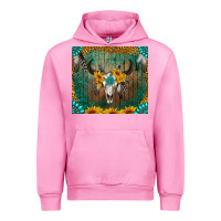Fuchsia Pink boho bullskull Urban Hoodie - RanaPortraitStore